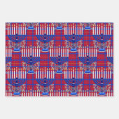 Feuille De Papier Cadeau Juif-Menorah-Plaid-Grenade-Rouge (Devant)