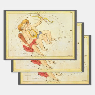 Feuille De Papier Cadeau Jumeaux de la constellation vintage Gemini Miroir 