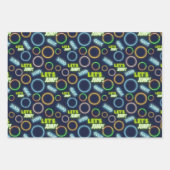 Feuille De Papier Cadeau Jump Neon Glow Trampoline Park Anniversaire (Devant 3)