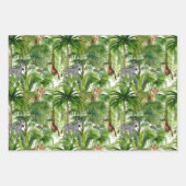 Feuille De Papier Cadeau Jungle, tropical, oiseaux, toucan, perroquets, tig (Devant 3)