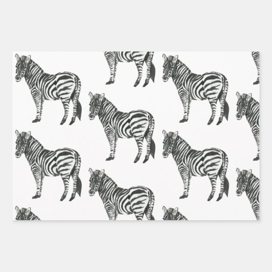 Feuille De Papier Cadeau Jungle Zebra Wild Motif & Nom personnalisé (Devant)