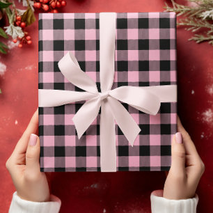 Feuille De Papier Cadeau Juste rose chevron carreaux de Buffalo Noël