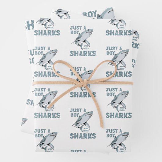 Feuille De Papier Cadeau Juste un garçon qui aime Sharks Shark Lover (En situation)
