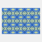 Feuille De Papier Cadeau Kaleidoscope bleu et jaune (Devant)