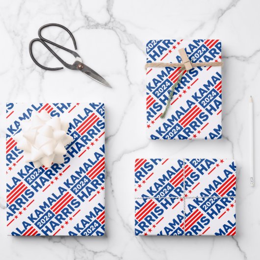 Feuille De Papier Cadeau Kamala Harris 2024 Election Patriotic (Recto)