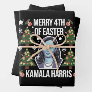 Feuille De Papier Cadeau Kamala Harris Noël Santa Joyeux 4ème de Pâques