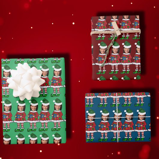 Feuille De Papier Cadeau kamala harris Photo face Elf Xmas