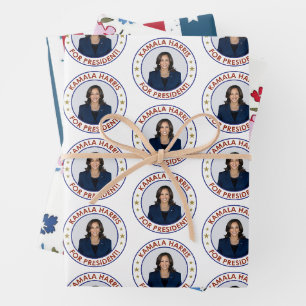 FEUILLE DE PAPIER CADEAU KAMALA HARRIS PRÉSIDENTE