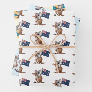Feuille De Papier Cadeau Kangaroo et Koala