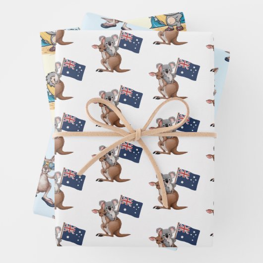 Feuille De Papier Cadeau Kangaroo et Koala (En situation)