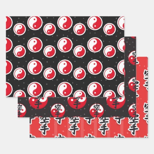 Feuille De Papier Cadeau Karate Motif (Lot)
