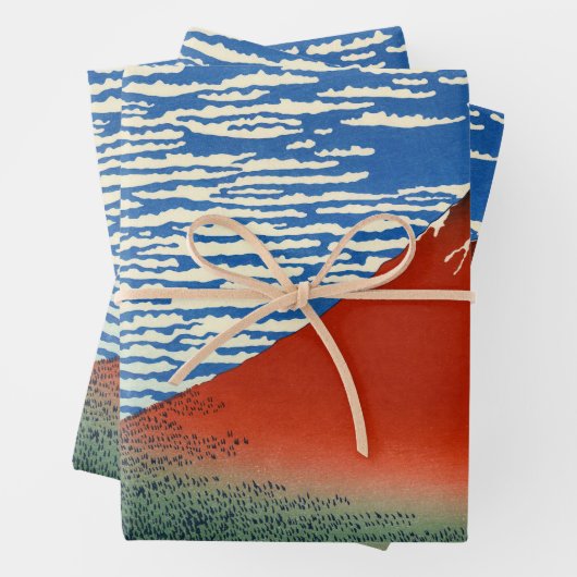 Feuille De Papier Cadeau Katsushika Hokusai - Vent Fin, Matin Clair (En situation)