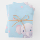 Feuille De Papier Cadeau Kawaii adorable bébé éléphant (En situation)