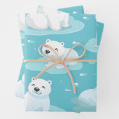 Feuille De Papier Cadeau Kawaii Bébé mignon Ours Polaires (En situation)