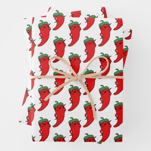 Feuille De Papier Cadeau Kawaii Chili Pepper Diva Custom (En situation)