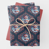 Feuille De Papier Cadeau Kawaii Christmas Fox Dot Mandala Ogee Damask (En situation)