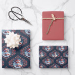 Feuille De Papier Cadeau Kawaii Christmas Fox Dot Mandala Ogee Damask<br><div class="desc">Ajoutez une touche festive à vos présentations cadeaux avec Kawaii Christmas Fox Dot Mandala Ogee Damask Papier enveloppant. Doté d'un délicieux renard dans un chapeau de Père Noël entouré de mandalas complexes, de champignons rouges ludiques et de délicats flocons de neige, ce design fantaisiste est placé dans un modèle symétrique...</div>