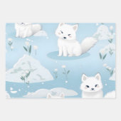 Feuille De Papier Cadeau Kawaii Cute Baby Arctic Foxes (Devant 3)