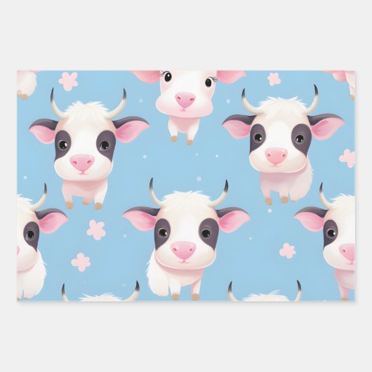 Feuille De Papier Cadeau Kawaii Cute Baby Cows (Devant)