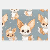 Feuille De Papier Cadeau Kawaii Cute Baby Fennec Foxes (Devant 3)