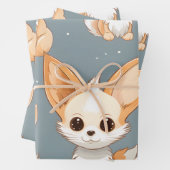 Feuille De Papier Cadeau Kawaii Cute Baby Fennec Foxes (En situation)