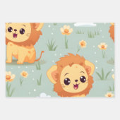 Feuille De Papier Cadeau Kawaii Cute Lion Cubs (Devant 3)
