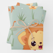 Feuille De Papier Cadeau Kawaii Cute Lion Cubs (En situation)