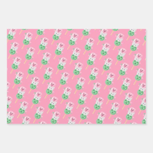 Feuille De Papier Cadeau Kawaii Hanami Dango (Devant)