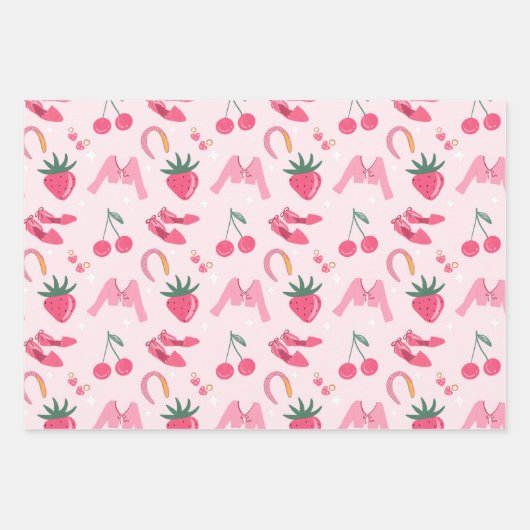 Feuille De Papier Cadeau Kawaii Hand-drawn Girly Things Seamless Pattern (Devant)