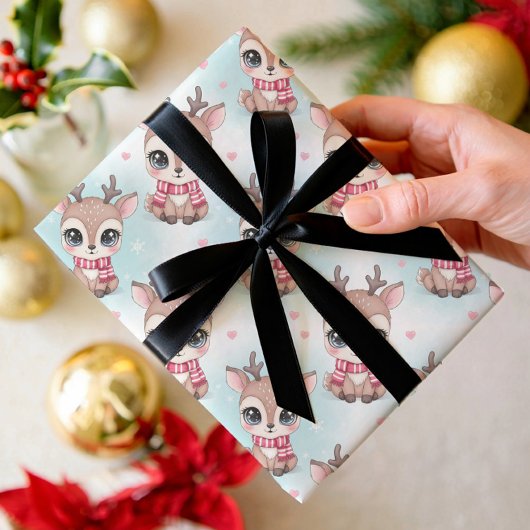 Feuille De Papier Cadeau Kawaii reindeer, Bobo rainbow Christmas