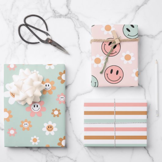 Feuille De Papier Cadeau Kawaii Rétro Branché (Recto)