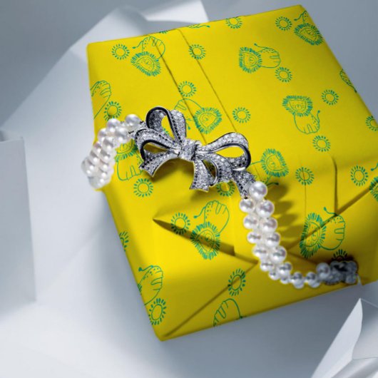 Feuille De Papier Cadeau Kawaii Teal Lions & Sunshine – Cute Pattern