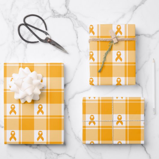 Feuille De Papier Cadeau Kidney Cancer Awareness Plaid Wrapping Paper (Recto)
