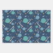 Feuille De Papier Cadeau Kids Rocket Ship Jupiter Saturn Planet Stars (Devant 3)