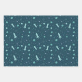 Feuille De Papier Cadeau Kids Rocket Ship to Space Travel Saturn Planètes (Devant 2)