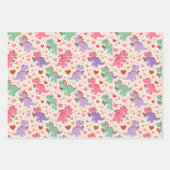 Feuille De Papier Cadeau Kids valentine wrap  with dinosaurs &hearts (Devant 3)