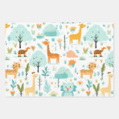 Feuille De Papier Cadeau Kids Wildlife Safari    (Devant)