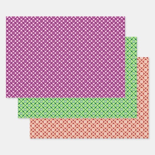 Feuille De Papier Cadeau Kimono floral Impression, Plum, Jade, Peach Wrappe (Lot)