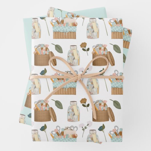 Feuille De Papier Cadeau Kit de notes de couture (En situation)