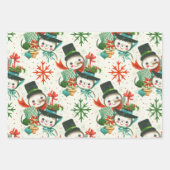 Feuille De Papier Cadeau Kitschy Retro Snowmen (Devant 2)