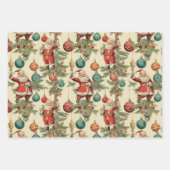 Feuille De Papier Cadeau Kitschy Santa and Ornaments Complimentary Stripes (Devant 2)