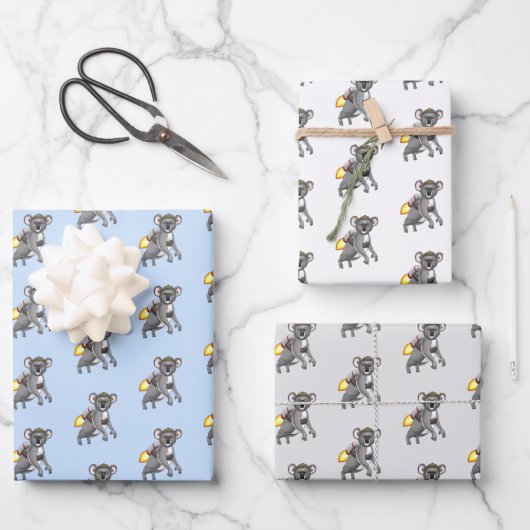 Feuille De Papier Cadeau Koala Bear Fusée (Recto)