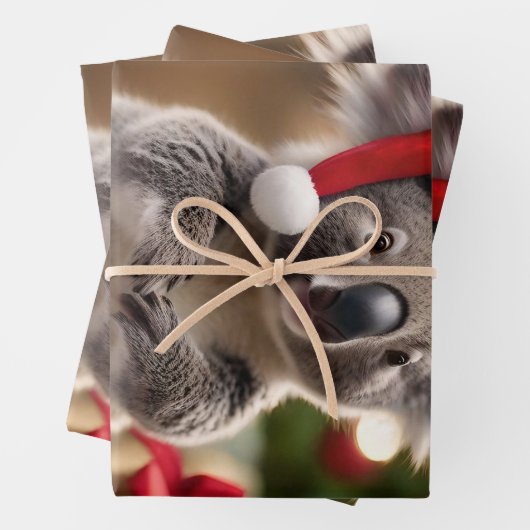 Feuille De Papier Cadeau "Koala Kris Kringle : Noël en dessous" (En situation)