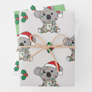 Feuille De Papier Cadeau Koala Noël Animaux d'hiver Vacances Koalas