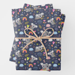 Feuille De Papier Cadeau Koala Rainbow Love Motif