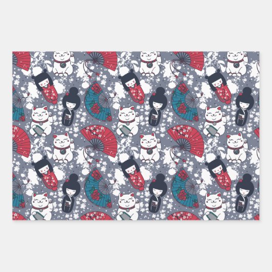 Feuille De Papier Cadeau Kokeshi (Devant)