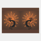 Feuille De Papier Cadeau Kokopelli Sun Southwest Rustic Brown (Devant 2)
