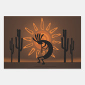 Feuille De Papier Cadeau Kokopelli Sun Southwest Rustic Brown (Devant)
