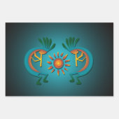 Feuille De Papier Cadeau Kokopelli Sun Sud-Ouest Turquoise (Devant)