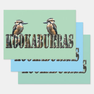 Feuille De Papier Cadeau Kookaburras est le mot fait avec des Kookaburras,